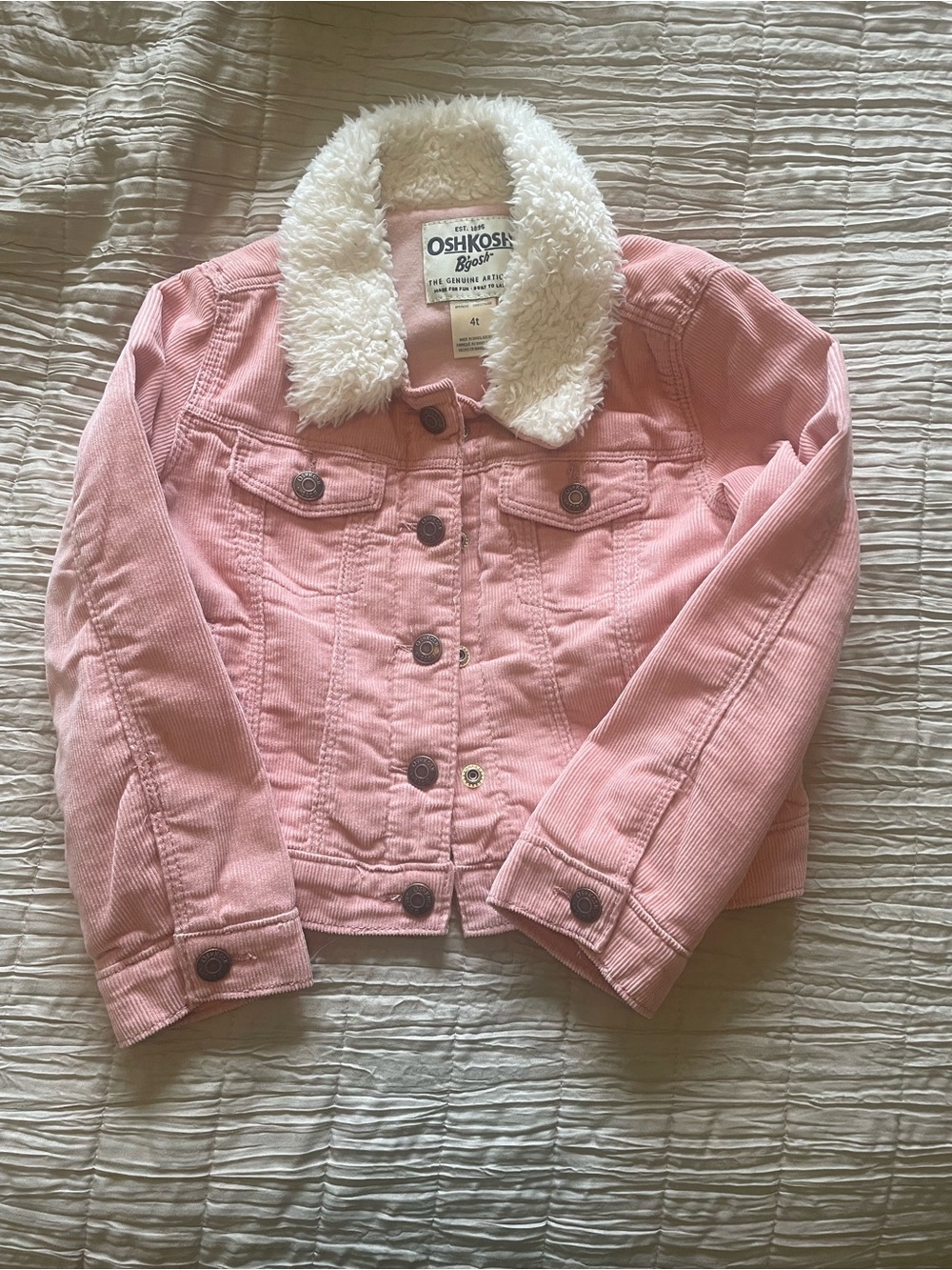 OshKosh B'gosh Pink Corduroy Jacket with White Faux-Sherpa Collar